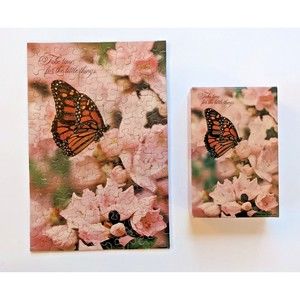 Springbok Mini Jigsaw Puzzle Butterfly Flowers Vintage 100+ Pieces Complete